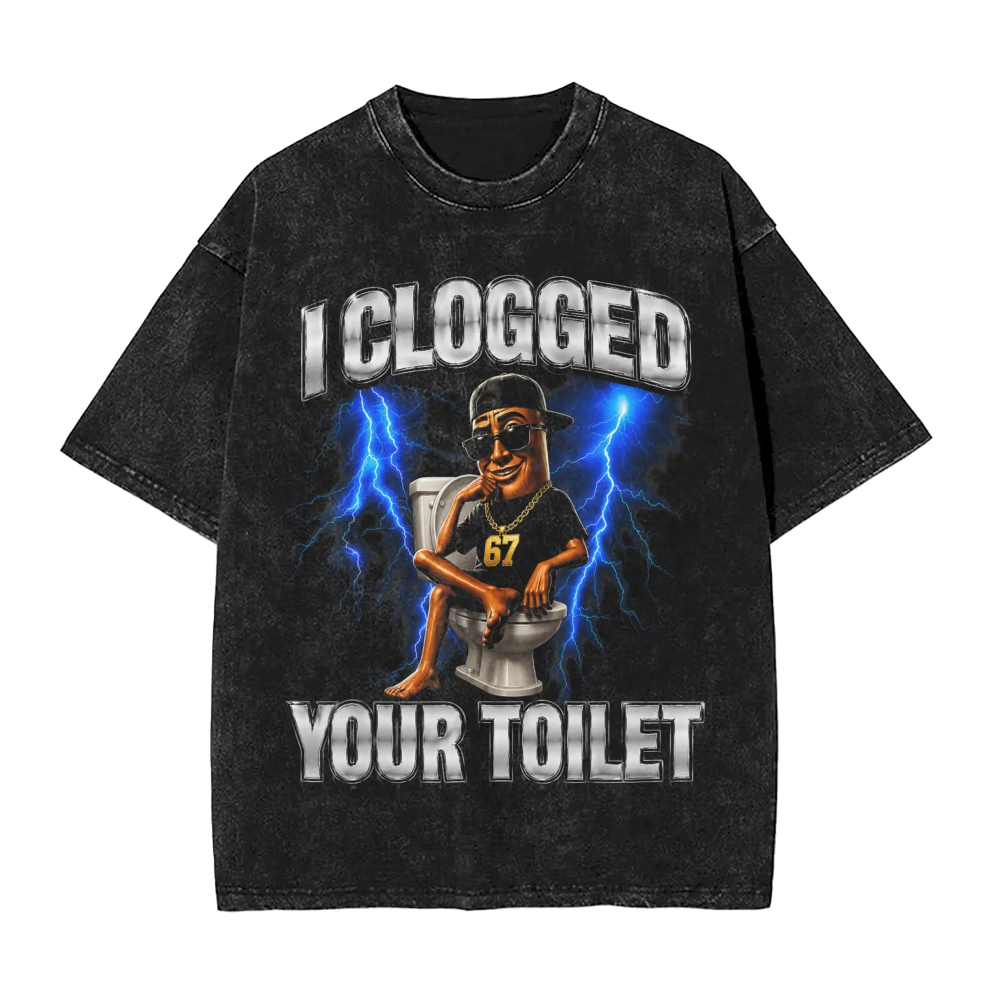 I Clogged Your Toilet Tung Tung Tung Sahur T-Shirt Summer Aesthetic T-Shirts Cotton Trending Tee Shirt For Men Short Sleeve Tops