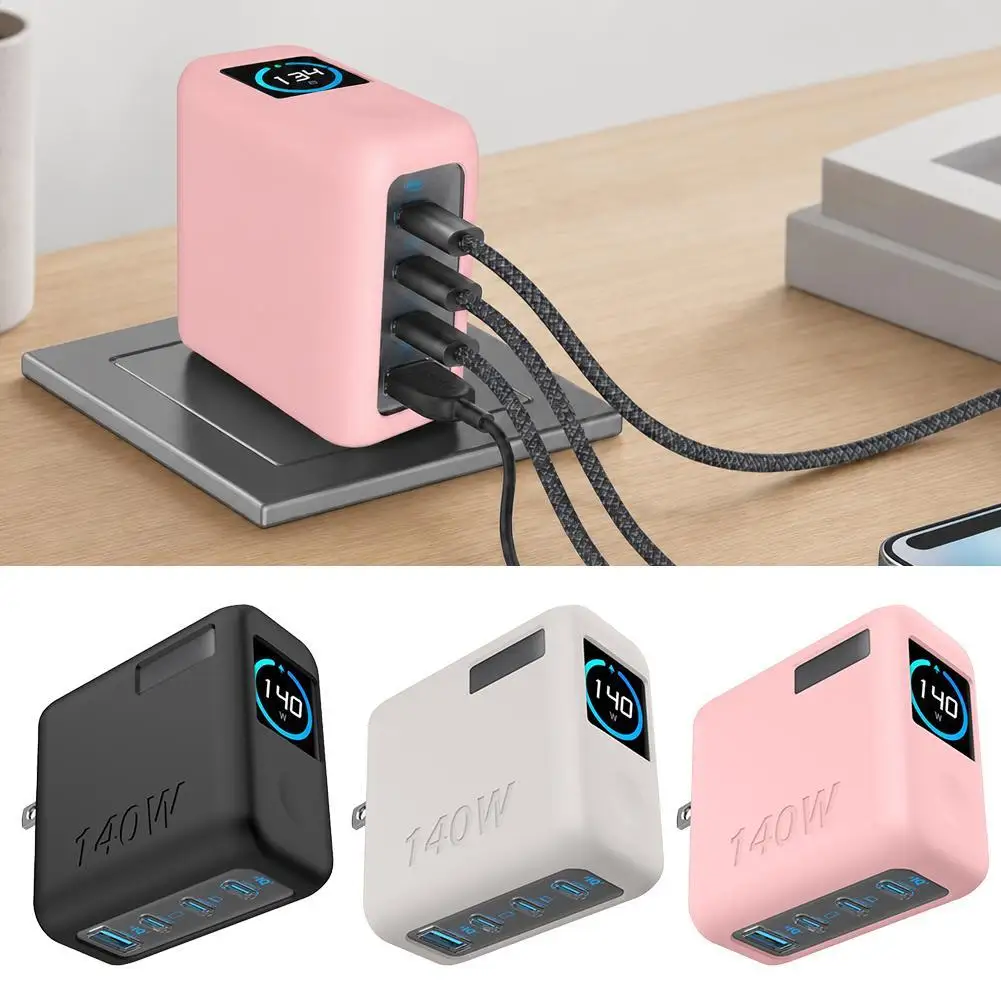 Silicone Protective Sleeve for Anker Zolo 140W Quad-Port GaN Charger Anti-Slip Shockproof Cover Washable Dustproof Case