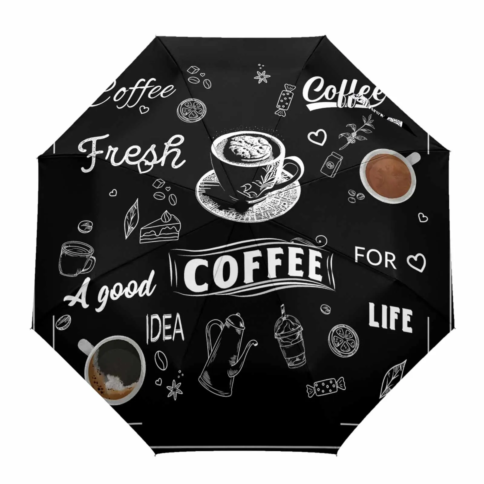 Coffee Coffee Beans Cup Automatic Umbrella Travel Folding Umbrella Portable Parasol Windproof Umbrellas