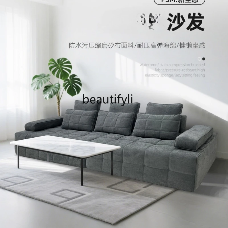 High-Density Compression Sofa with Matte Fabric Integrated Frameless Compression Sofa Factory