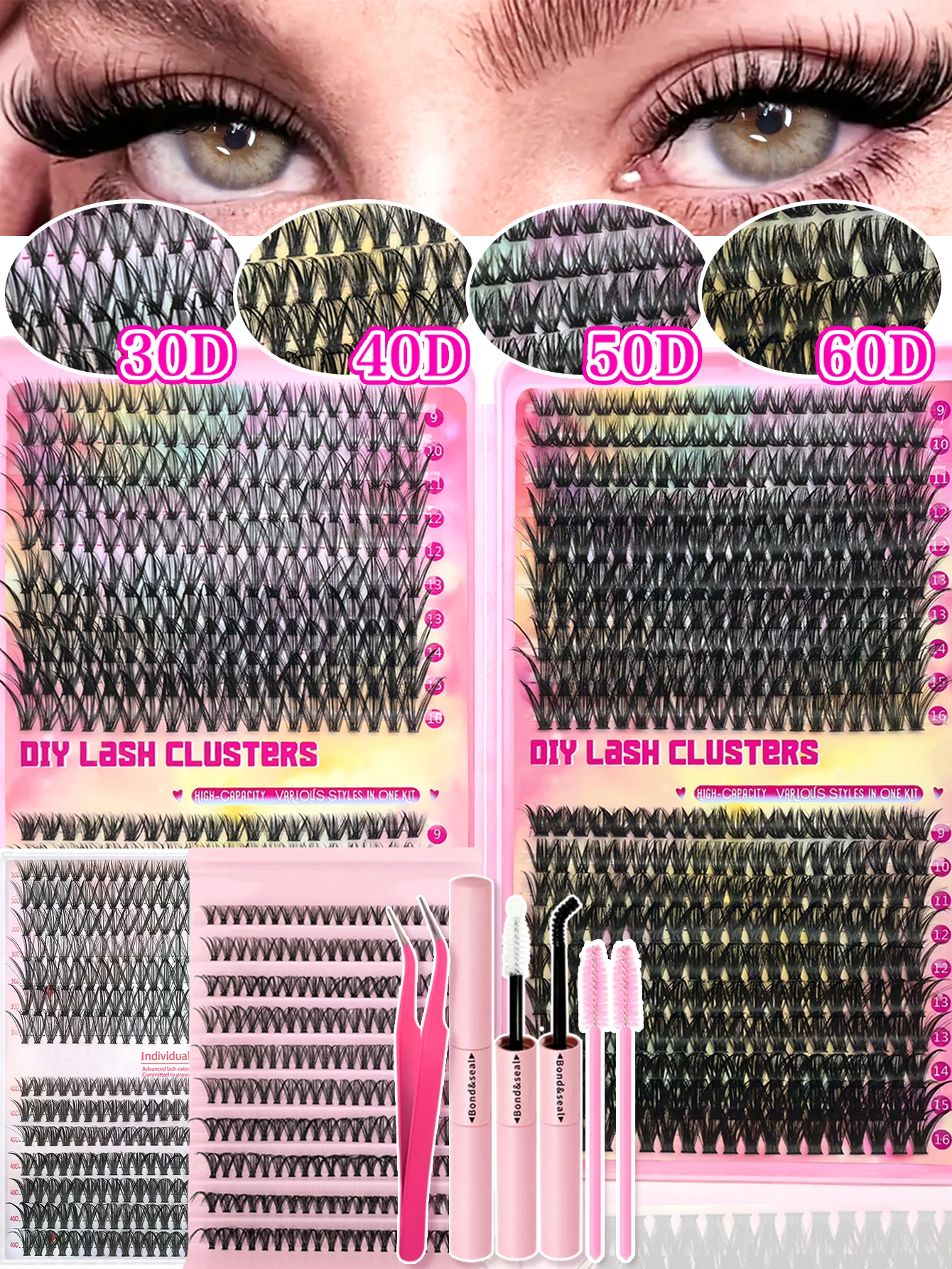 200/280/790 클러스터 당신의 필수 인조 속눈썹 연장 키트: 일상 및 파티 분위기에 맞는 다양한 스타일!