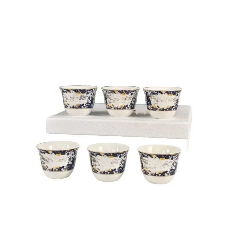 Handmade six small teacups Exotic painted ceramic cups Mini coffee cup set