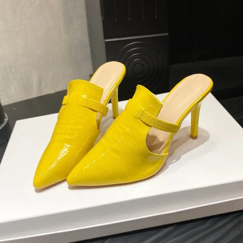 Zapatillas de tacón de aguja con punta estrecha para mujer, zapatos cómodos, versátiles, de Color sólido, para verano, 2024