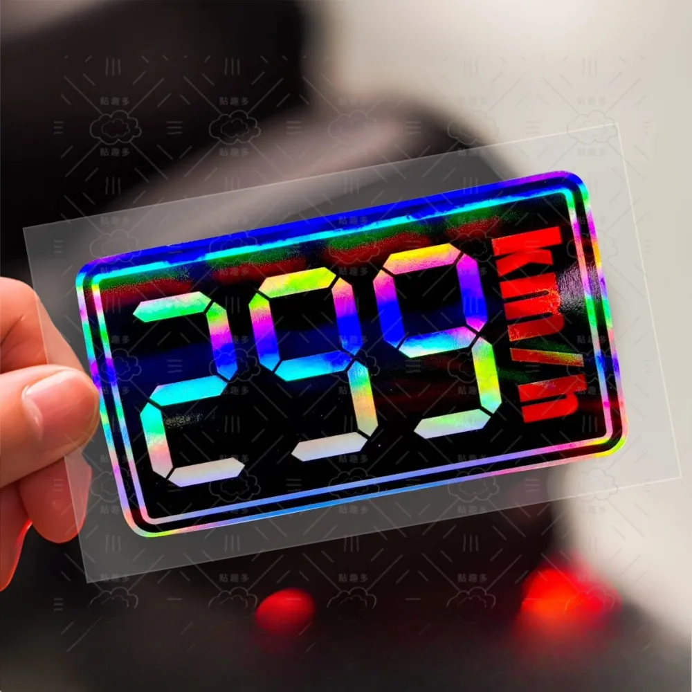 

Holographic 299 KM/H Speedometer Vinyl Sticker, Laser Reflective Racing Decal for Car and Motorcycle