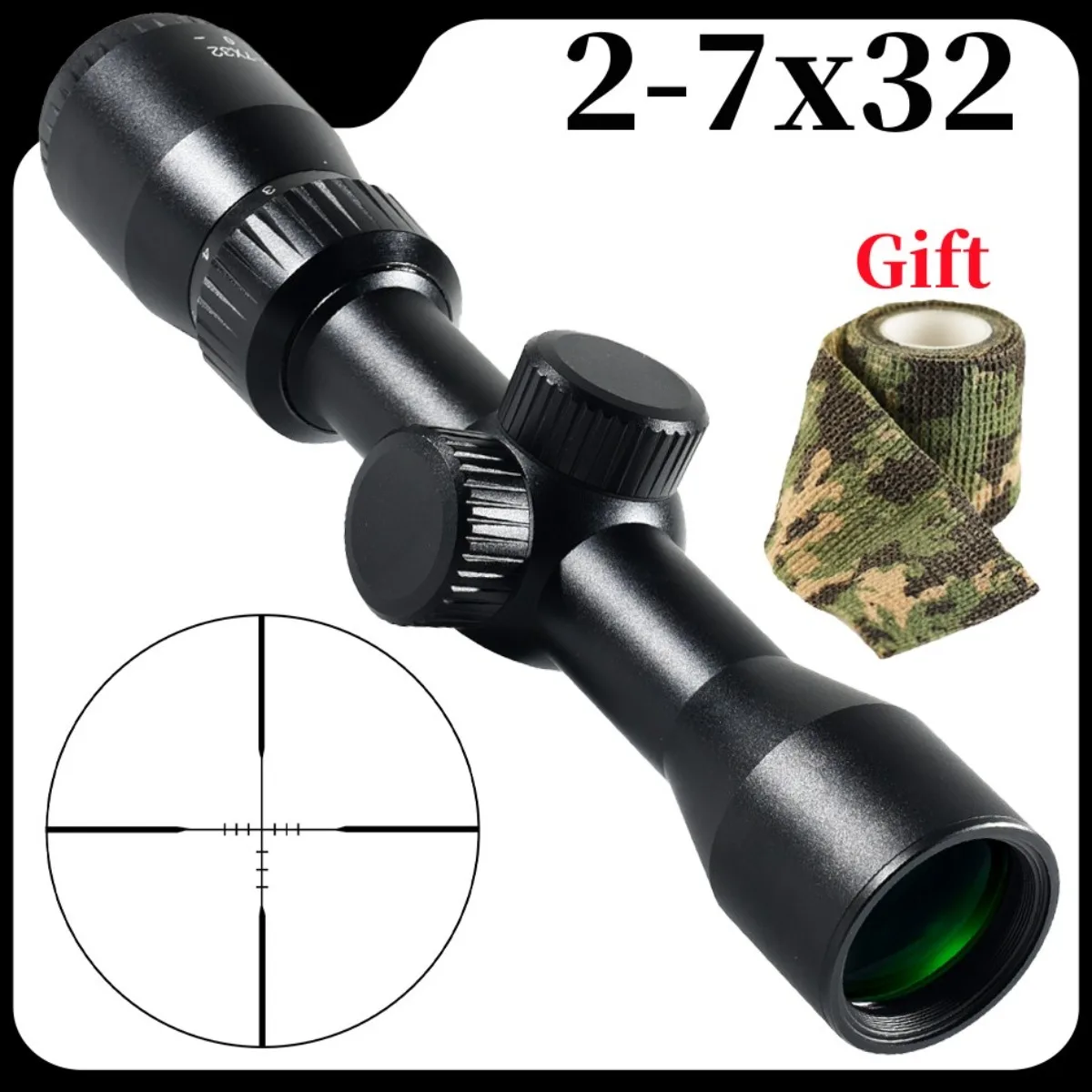 2-7x32 Tactica Optics Rifle Scope Crosshair Reticle for Long Range Shooting Hunting Collimator Airsoft Scopes 11/20MM Rail Mount