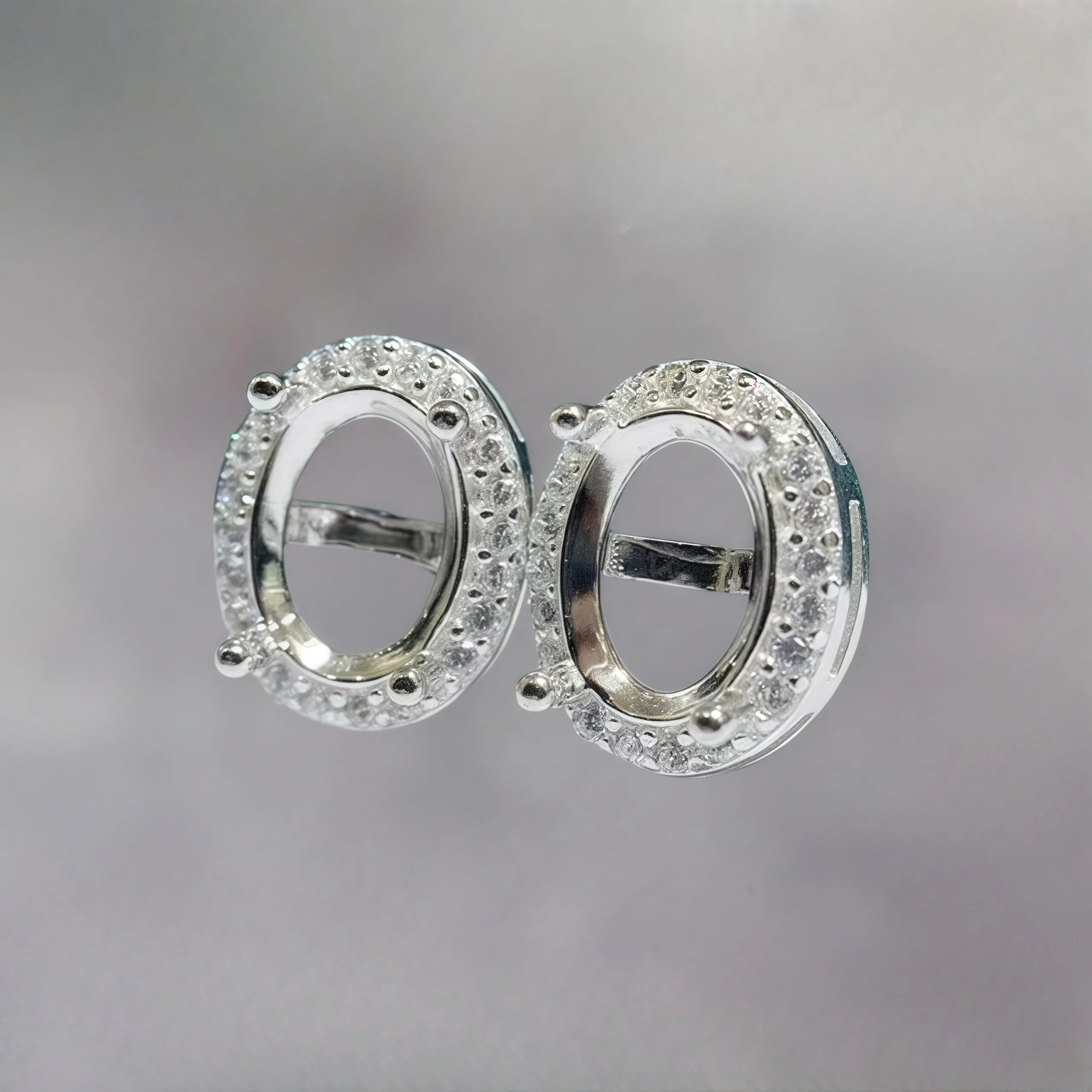 Setting 4*6/5*7/6*8mm Ellipse Stone DIY Empty Holder Earrings S925 Sterling Silver Fine Charm Jewelry Simple Design for Woman