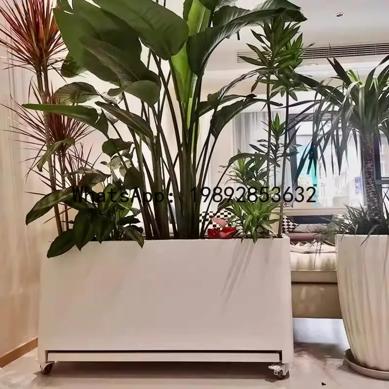 

X-21 indoor mobile flower box with water tray living stainless steel pulley outdoor landscaping planting box