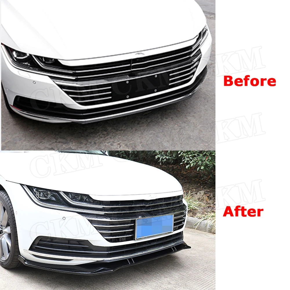 

Car Head Bumper Chin Aprons Guard Front Lip Spoiler For Volkswagen VW CC 2019 2020 Carbon Look Black Car Styling