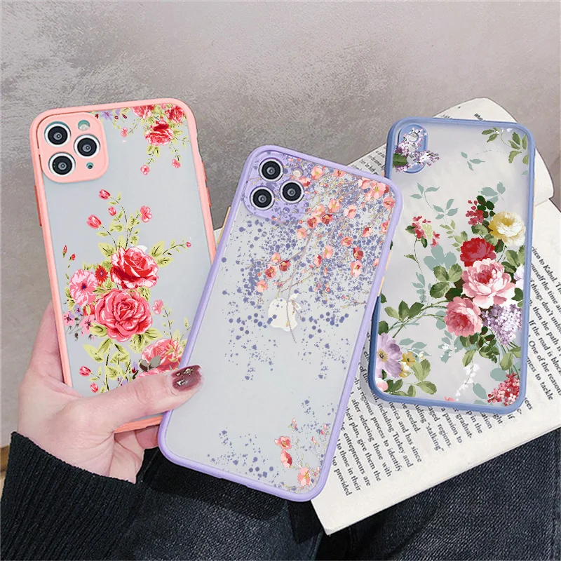 Retro Spring Bloom Flowers Phone Case For iPhone 15 14 7 8 Plus SE2 15 14 12 11 13 Pro Max X XR XS Hard Shockproof Back Cover