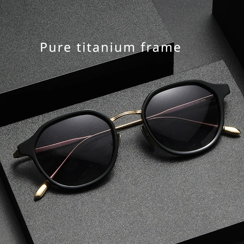 Pure Titanium Frame Sunglasses for Outdoor Driving Cycling Sun Protection UV Protection Trendy Fashionable Men Women Sunglasses