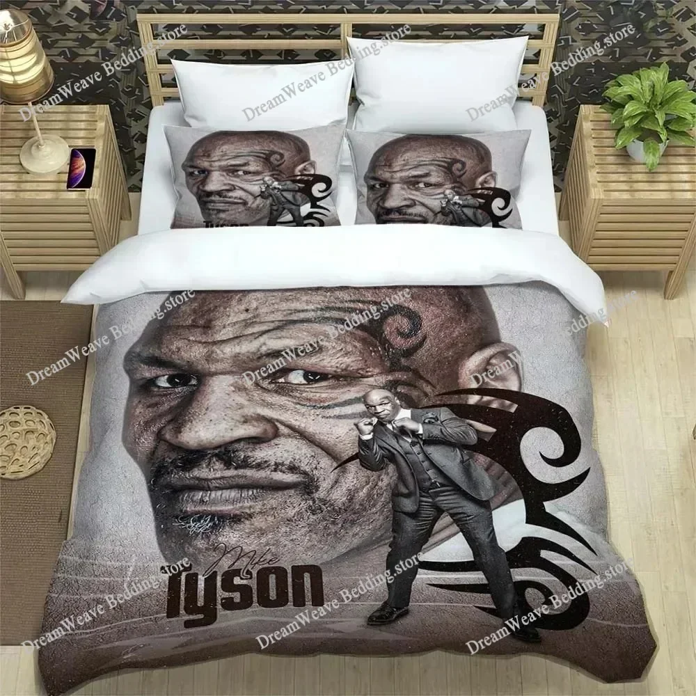 3D Print Boxing Champion Mike Tyson Bedding Set Boys Girls Twin Queen King Size Duvet Cover Pillowcase Bed Adult Home Textile