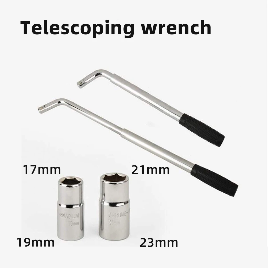 

Automotive Car Wheel Lug Wrench with 17/19 21/23mm Hex Sockets Telescopic Spanner Professioanl Car Repair Tool Set Hand Tools