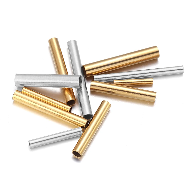 10Pcs Stainless Steel Straight Tube Gold Color Multi Size High Quality Tube For Bracelet Necklace Connector DIY Jewelry Making