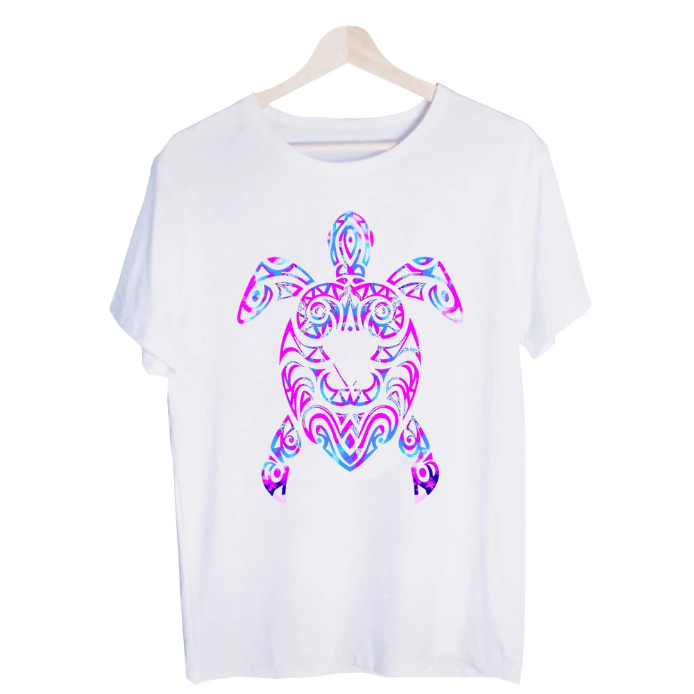 Men's Tribal Turtle Graphic Tee, Short Sleeve Crew Neck T-Shirt for Summer Casual Wear and Beach Outfits