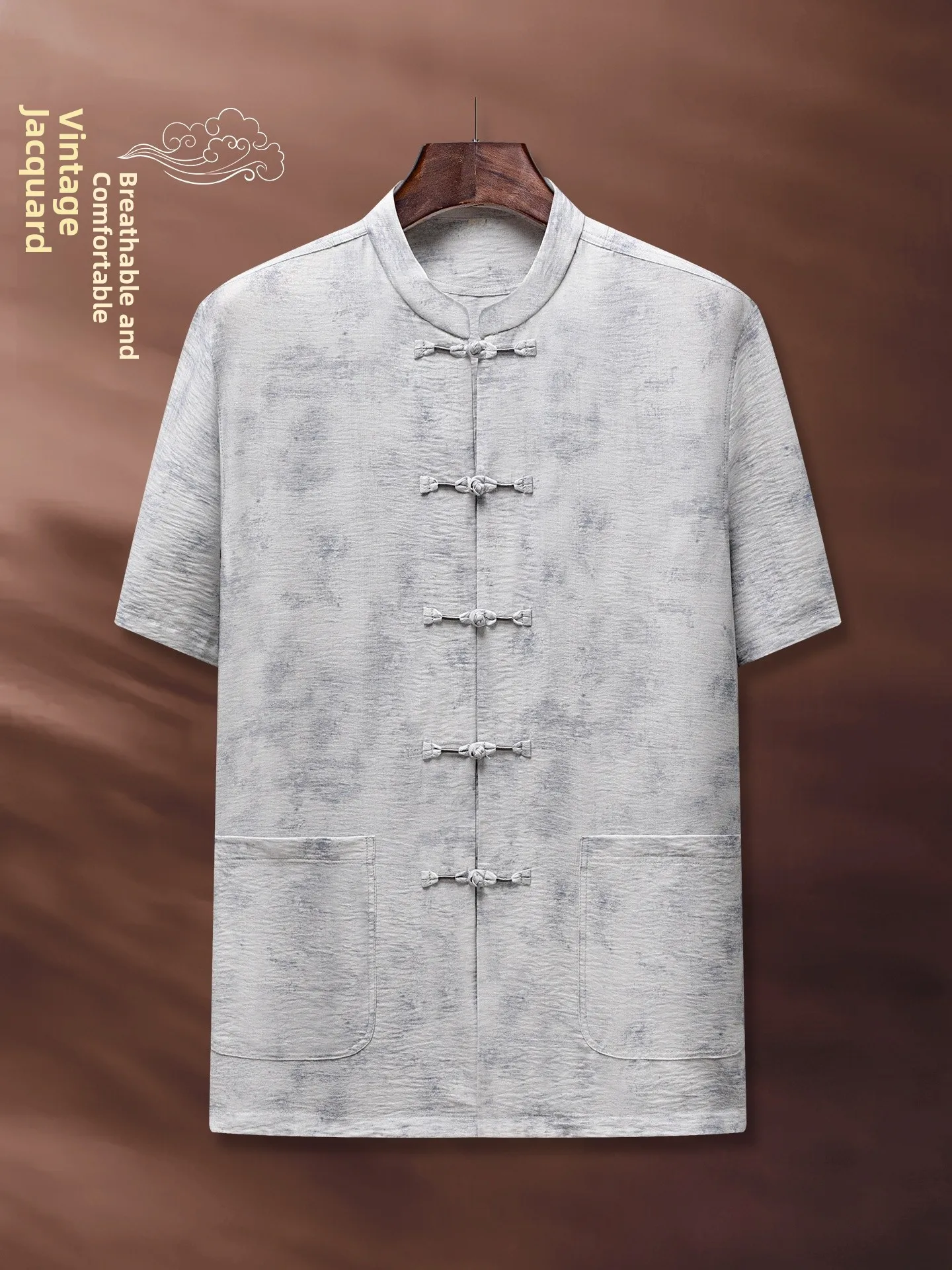 chinese-style-men's-short-sleeve-shirt-casual-comfortable-summer-set-daily-kung-fu-casual-wear-dad-middle-aged-morning-exercise
