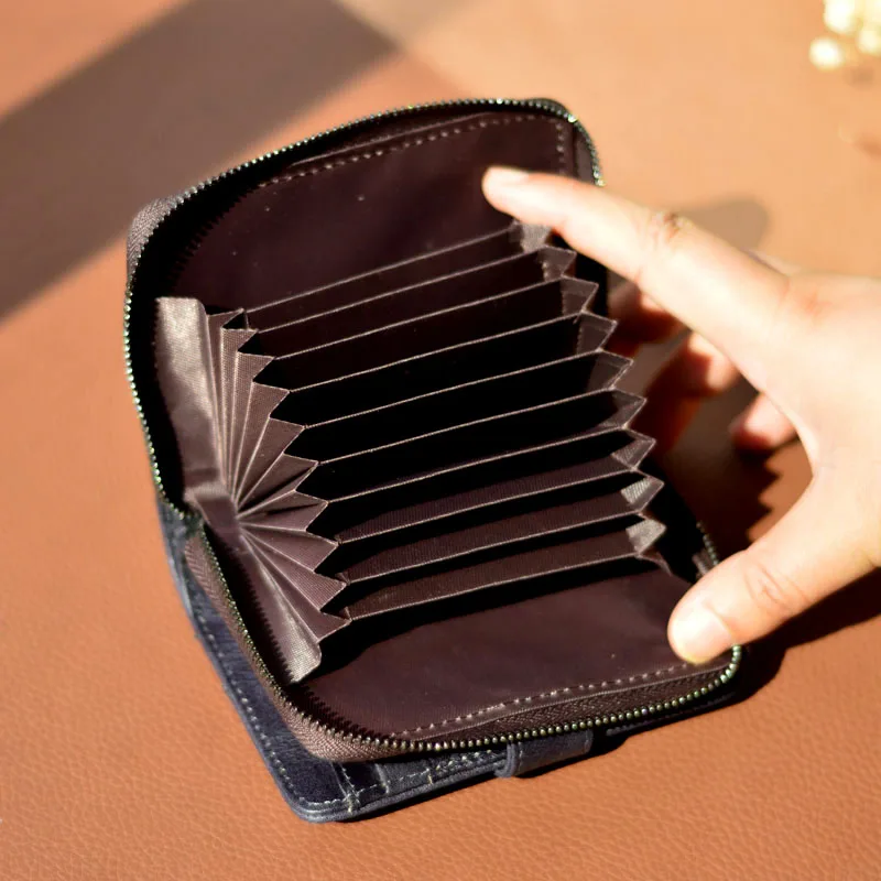 AETOO Vintage first layer cowhide women's handmade money clip Women's leather short purse Women's zipper Japan and South Korea n