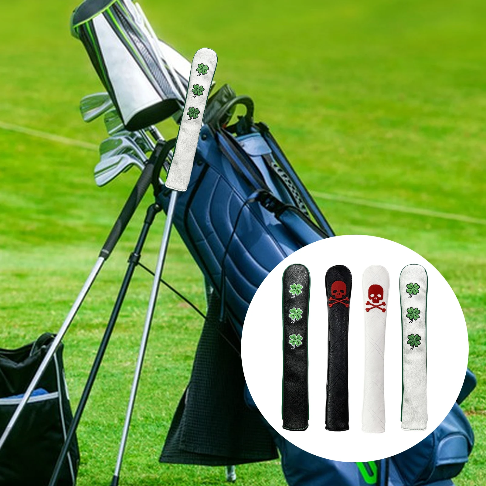 Golf Alignment Stick Cover Golf Alignment Stick Headcover PU Leather Golf Pointing Sticks Protection Case Indicator Rod Sleeve