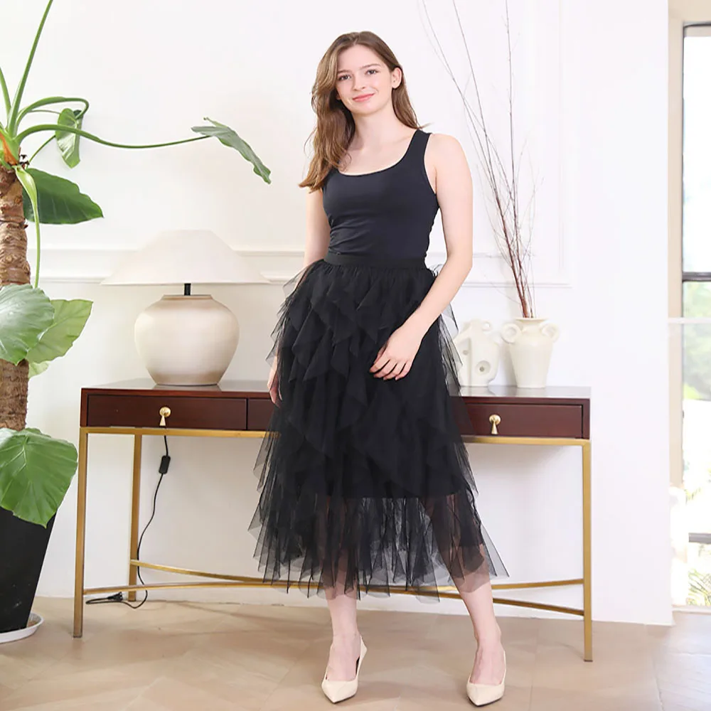 

Plus-size cake skirt mesh flounder Instagram super hot skirt tutu skirt Female A-line long fairy skirt gauze women skirt