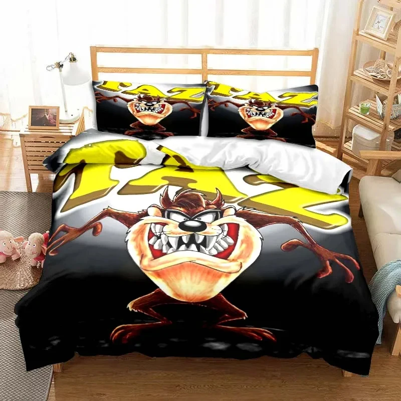 Cartoon Tasmanian Devil Bedding Set,Duvet Cover Comforter Bed Set Quilt Cover Pillowcase,King Queen Twin Size Boys Girls Adults