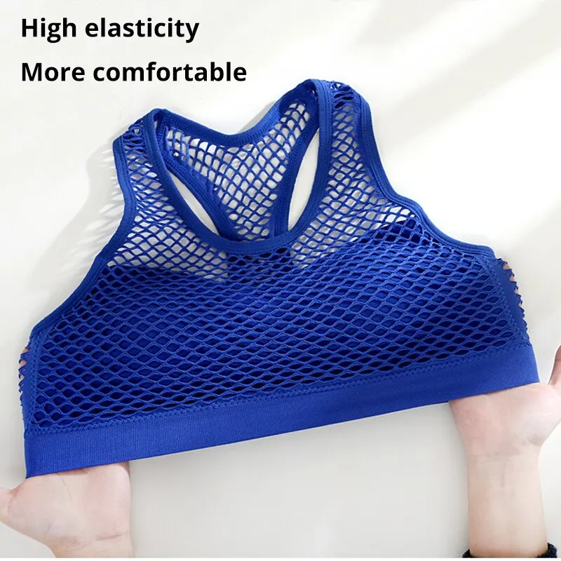 Women\'s Hollowed Out Breathable Mesh Sports Bra Shock Resistant Bra Fitness Yoga Sports Vest