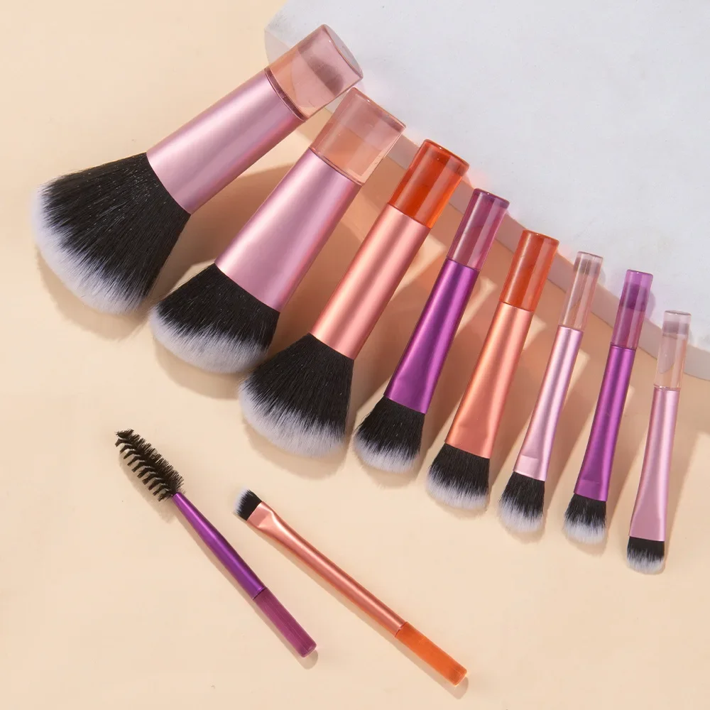 10 Stuks Make-Up Borstel Kit Zacht Synthetisch Haar Make-Up Borstels Foundation Blush Oogschaduw Cosmetische Make-Up Tools