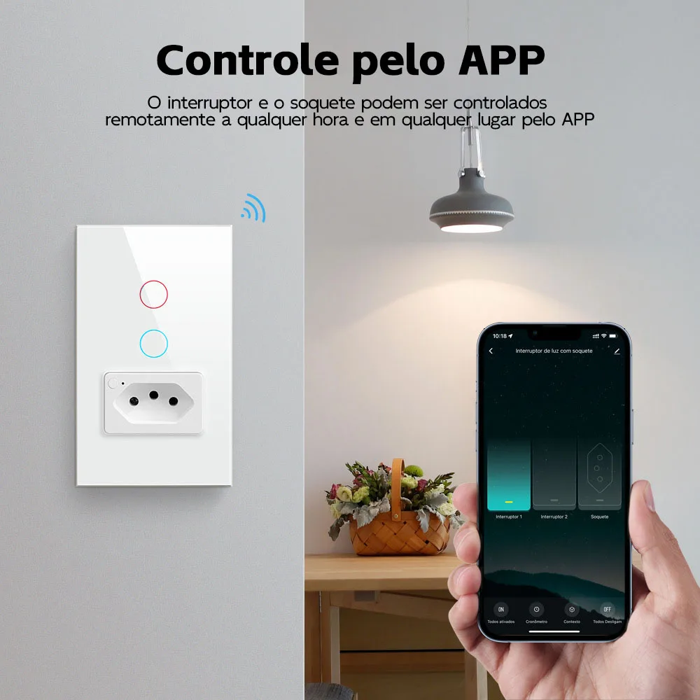 Imagem -02 - Delefu-interruptor Tuya Wifi 16a Soquete 20a Padrão Brasil Painel de Vidro 4x2 Interruptor de Luz Inteligente Funciona com Alexa Google Home