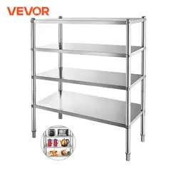 VEVOR 4-Tier 5-Tier Stainless Steel Commercial Storage Rack Shelf for Kitchen Warehouse Garage Storing Kitchenware