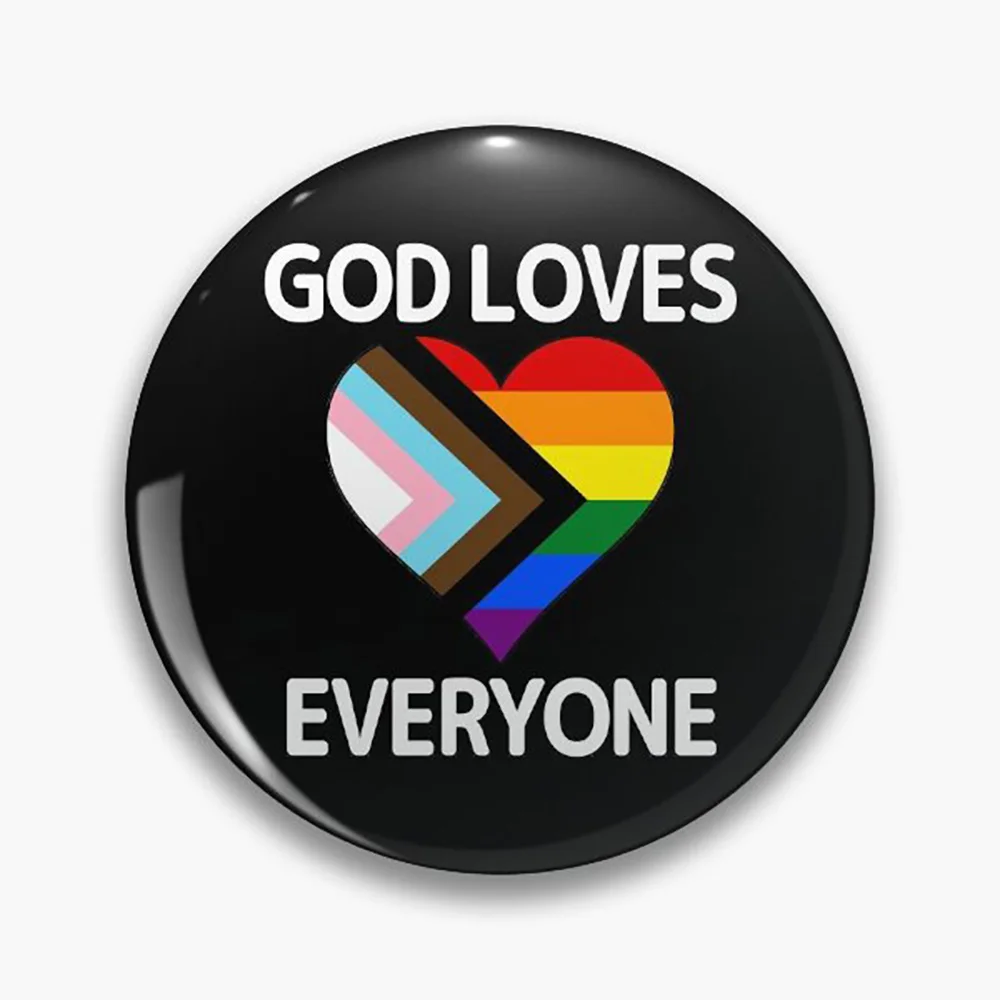 LGBT Rainbow Tinplate Pins Jesus Loves Everyone Button Brooches God Bless Lapel Backpack Badges Fashion Jewelry Custom Gifts