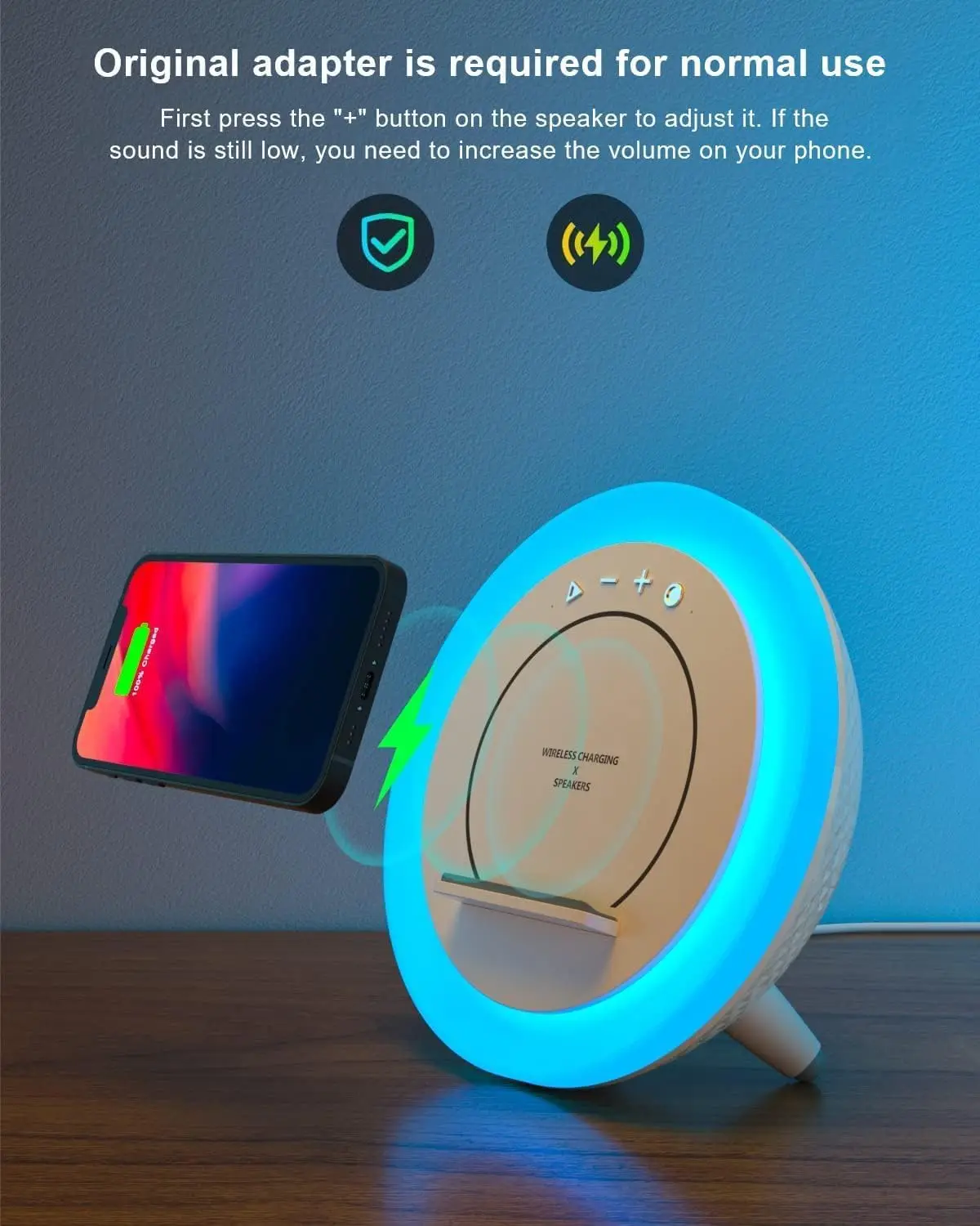 Bluetooth Speaker Night Lightsr,Wireless Charging Modern Speaker Teenage Birthday  Gift