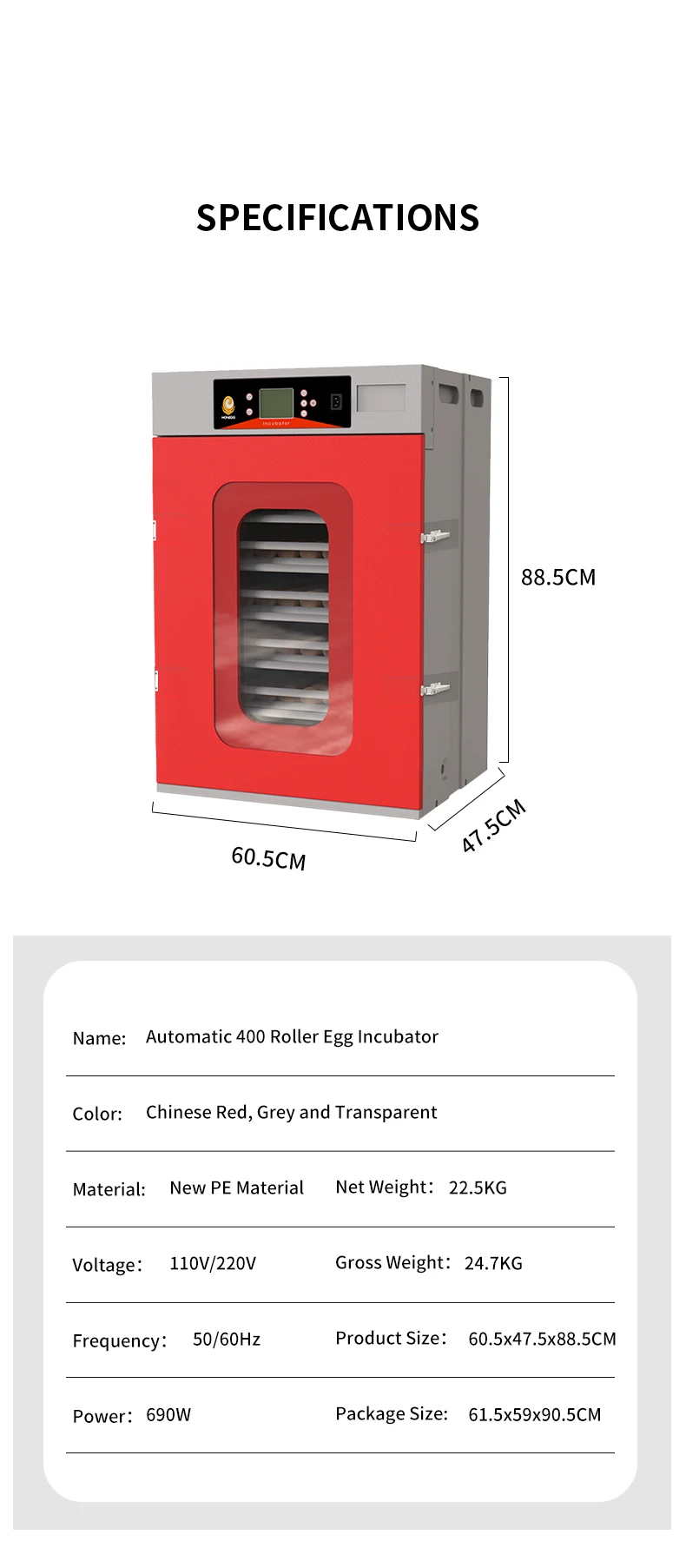 حاضنة WONEGG آلة تفقيس البيض معدات الزراعة حضانة بيض الدجاج #3