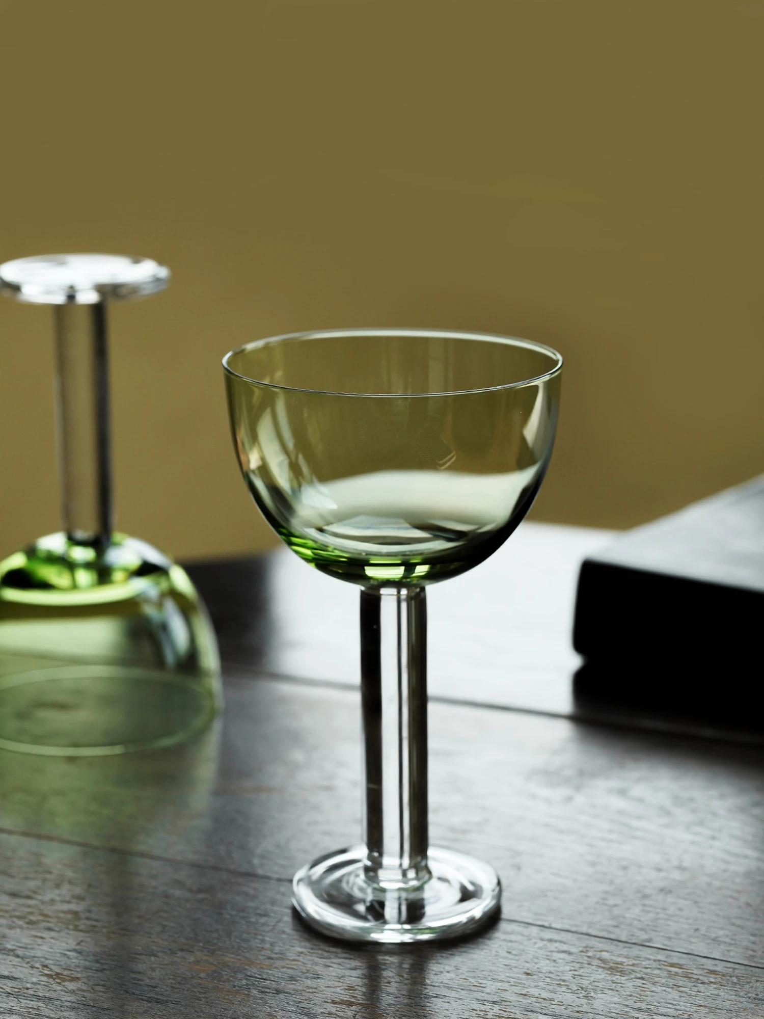 1 Piece 180ml 6oz Thick Stem Green Top Champagne Coupe Creative Cocktail Glasses Cup Wine Cup