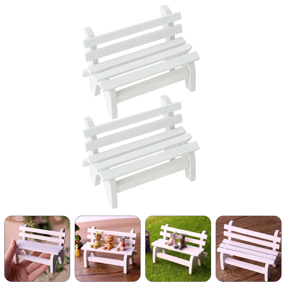Mini chaise blanche pour chambre d'enfants, 2 pièces, décoration de la maison, petits meubles miniatures en bois, jeu de simulation, ornement artistique éducatif