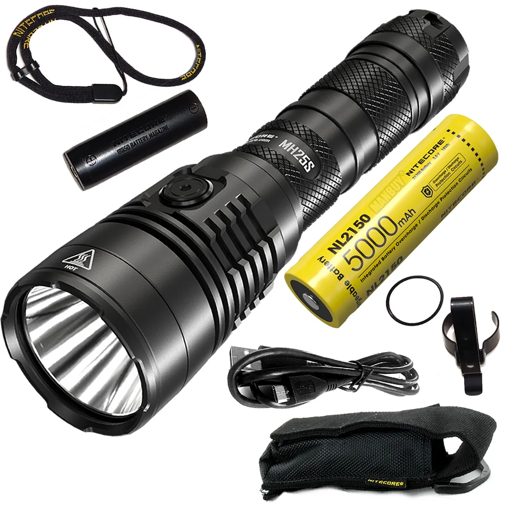 Nitecore-USB充電式懐中電灯,mh25 pro,3300lms,超長寿命,21700バッテリー,レールマウント,4xフィルター,リモートスイッチ,販売