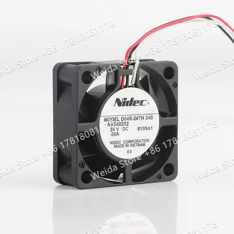 Nidec 5V 12V 48V AC EC 4015 4CM 40X40X15MM copier printer Frequency changer silent 3-wire D04R-24TH 34B cooling fan DC 24V 0.08A