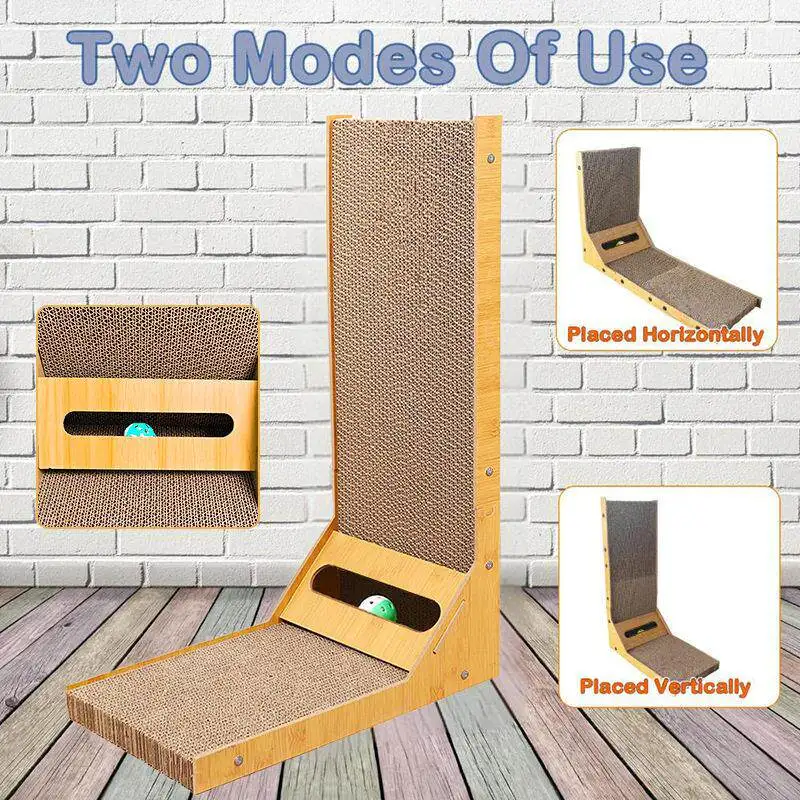 ZHAYA L Shaped Cat Scratching Pad Durable No Shedding Vertical Wall Mount Nail File Pet Toy Interactive Cat Supplies