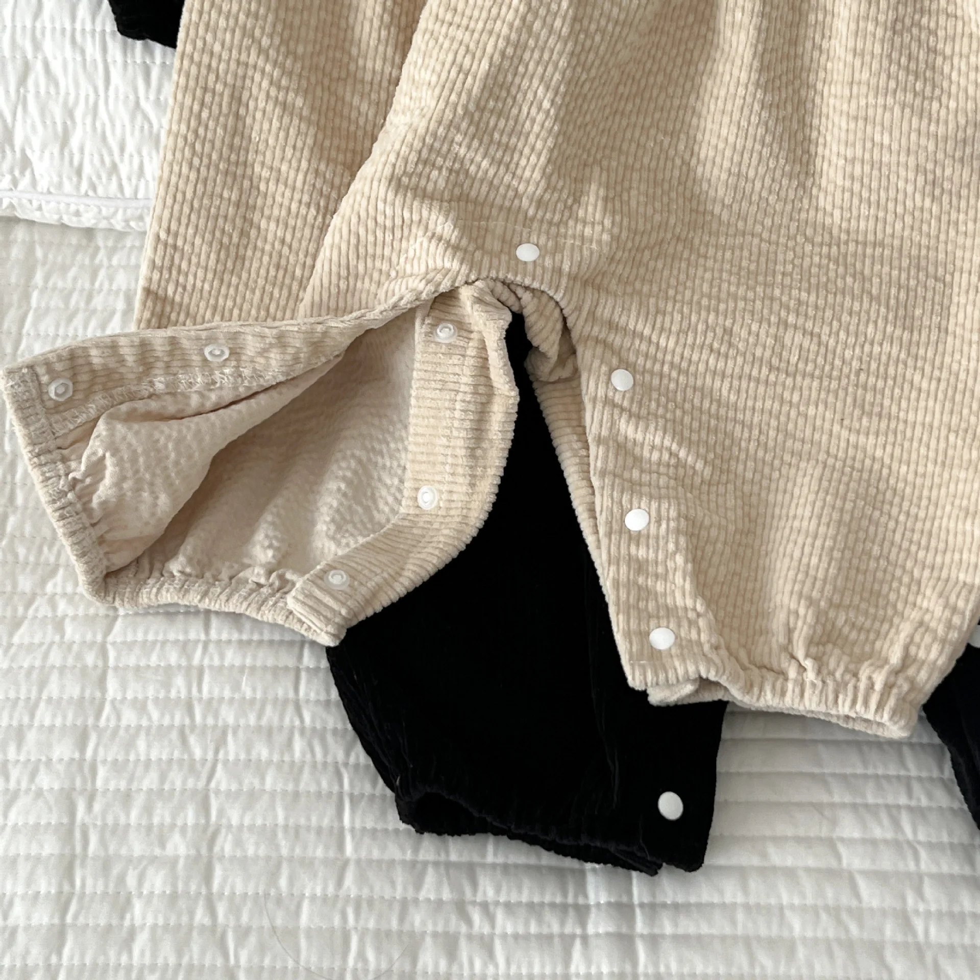 Children Autumn Corduroy Outdoor Solid Long Sleeve Romper Boy Girl Baby All-match Casual Jumpsuit Infant Cotton Loose One-piece