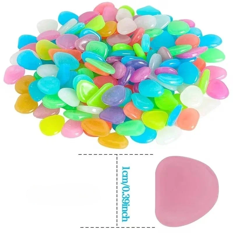 50-200pcs Glow in The Dark Pebbles Luminous Mini Stones Decorative Stones Resin Stones for Garden Pathway Plants Aquarium Pot view 3