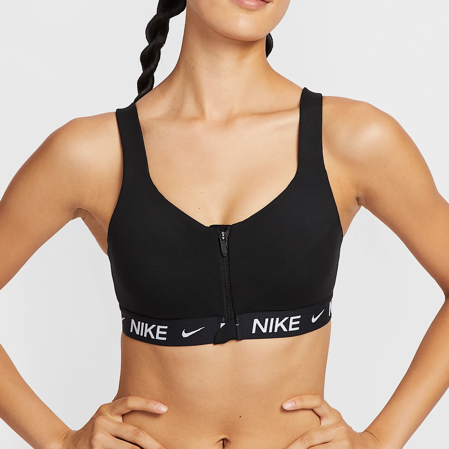 

Оригинальный женский спортивный бюстгальтер Nike на молнии спереди 2025 HQ2752-010