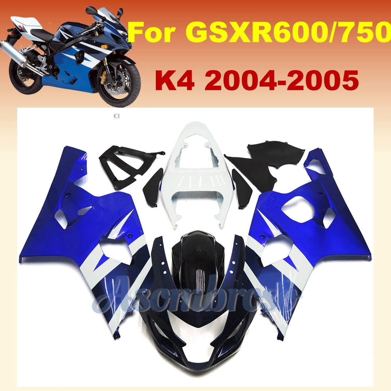 Installing an aftermarket fairing kit for GSXR600 750 2004 2005 GSXR750 04 05 K4 GSXR 600 blue-white body