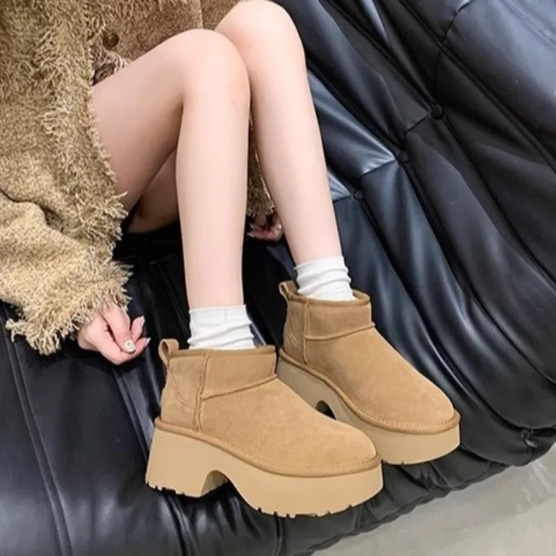 Women\'s Winter New Plush Warm Thick-soled Snow Boots 2024 Brand Designer Suede Waterproof Comfortable Non-slip Ankle Boots Women