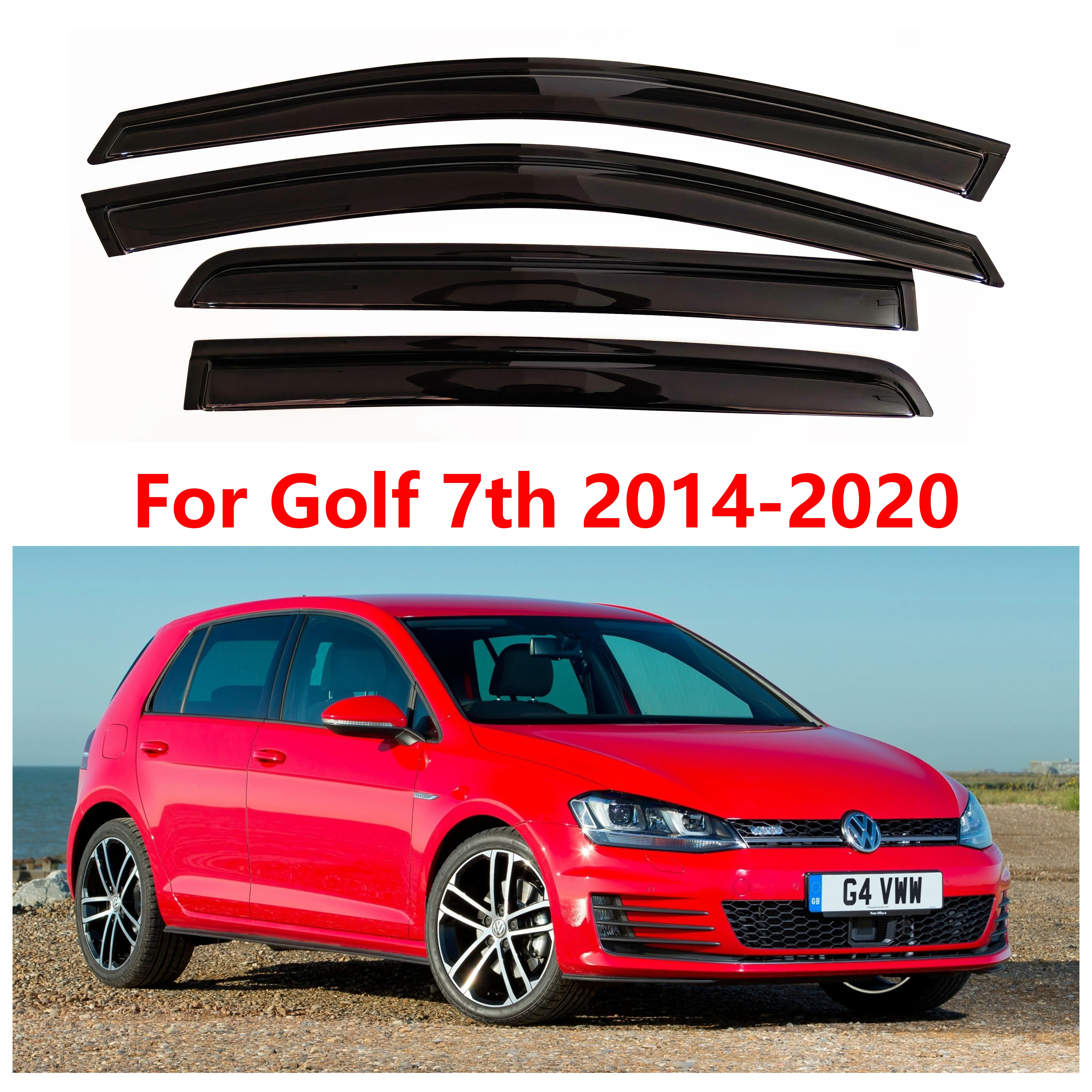 

4 pcs of the latest model car window sunshade for Volkswagen Golf 7th 2014-2020 Hatchback window visor rain guards window visors