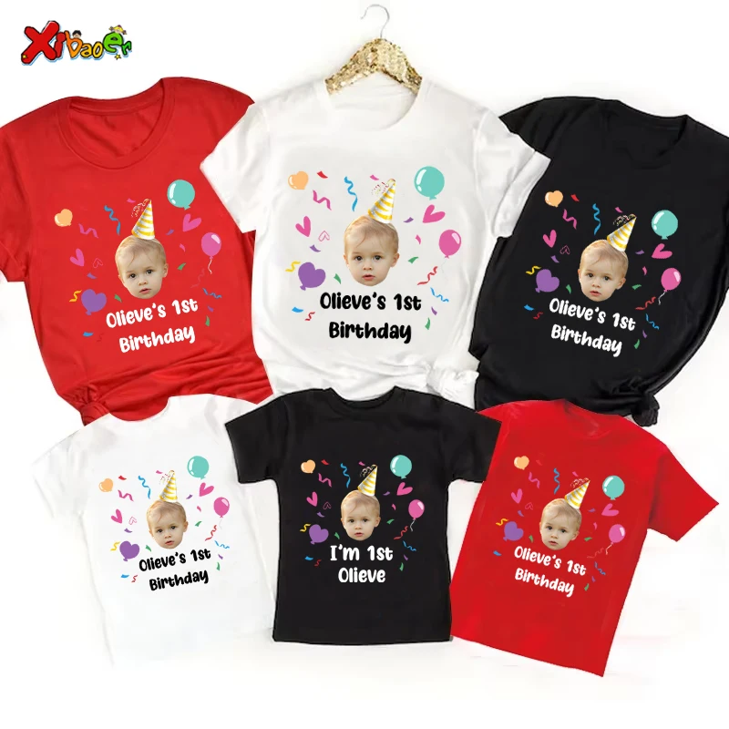 Custom Face Birthday Shirt Personalized Photo Name Shirt Birthday Party Family Matching Outfits Custom Face Group Outfit Familia