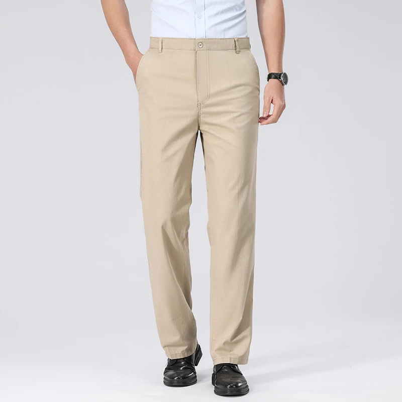 Premium Baumwoll-Bürohosen für Herren Bügelfrei Pflegeleichter Stoff Gürtelkompatibles Design Tägliche Casual-Event Lange Hosen – Detail 16