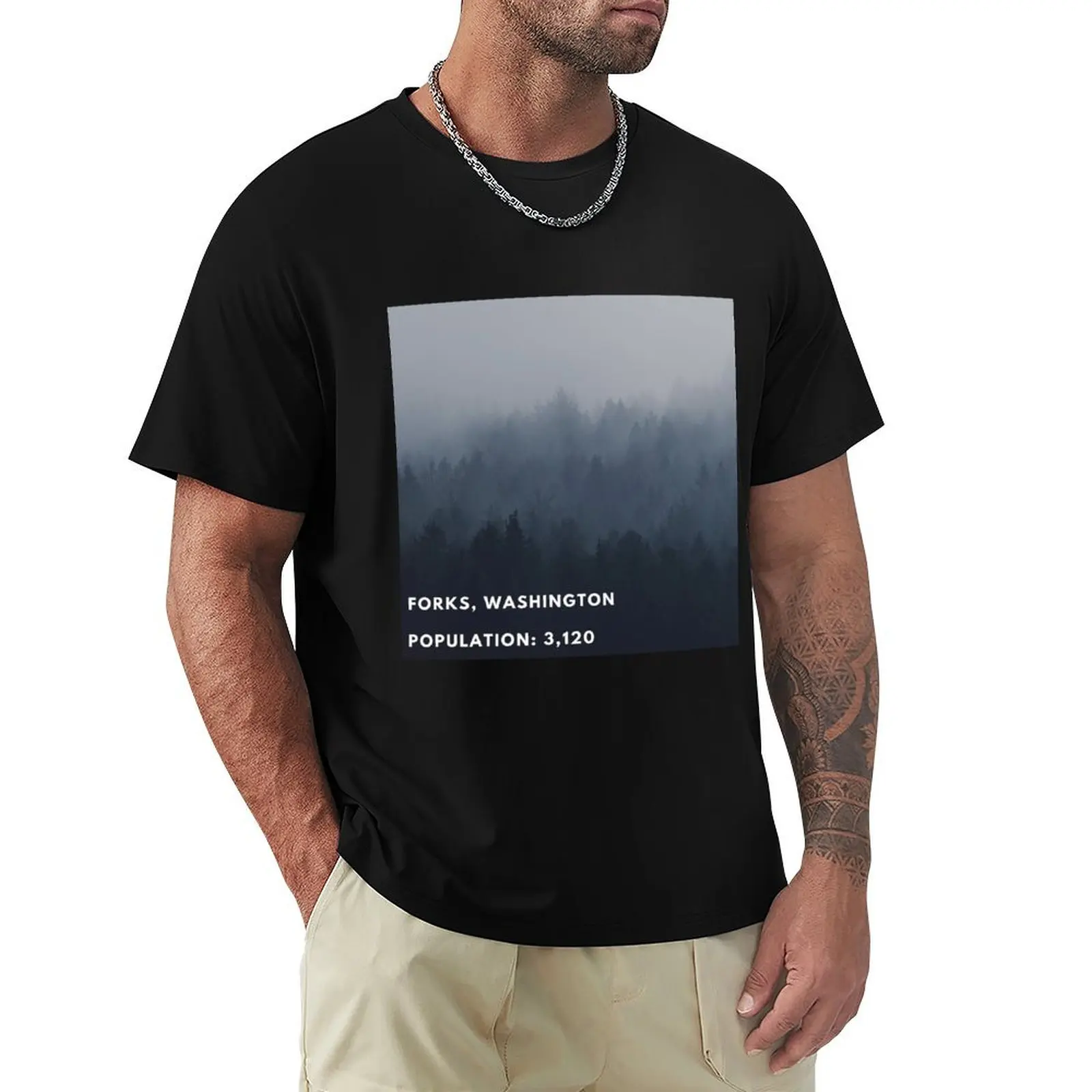 

Forks Washington Twilight Design T-Shirt Basic Short Sleeve T-Shirt for Men