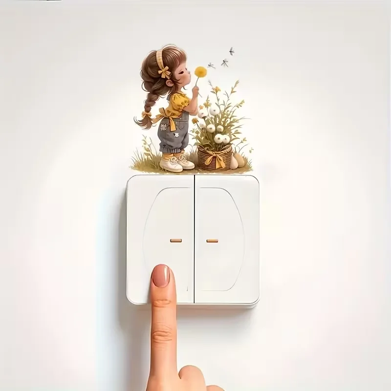 1 cute girl switch sticker, home beautification decoration sticker, used for home decoration