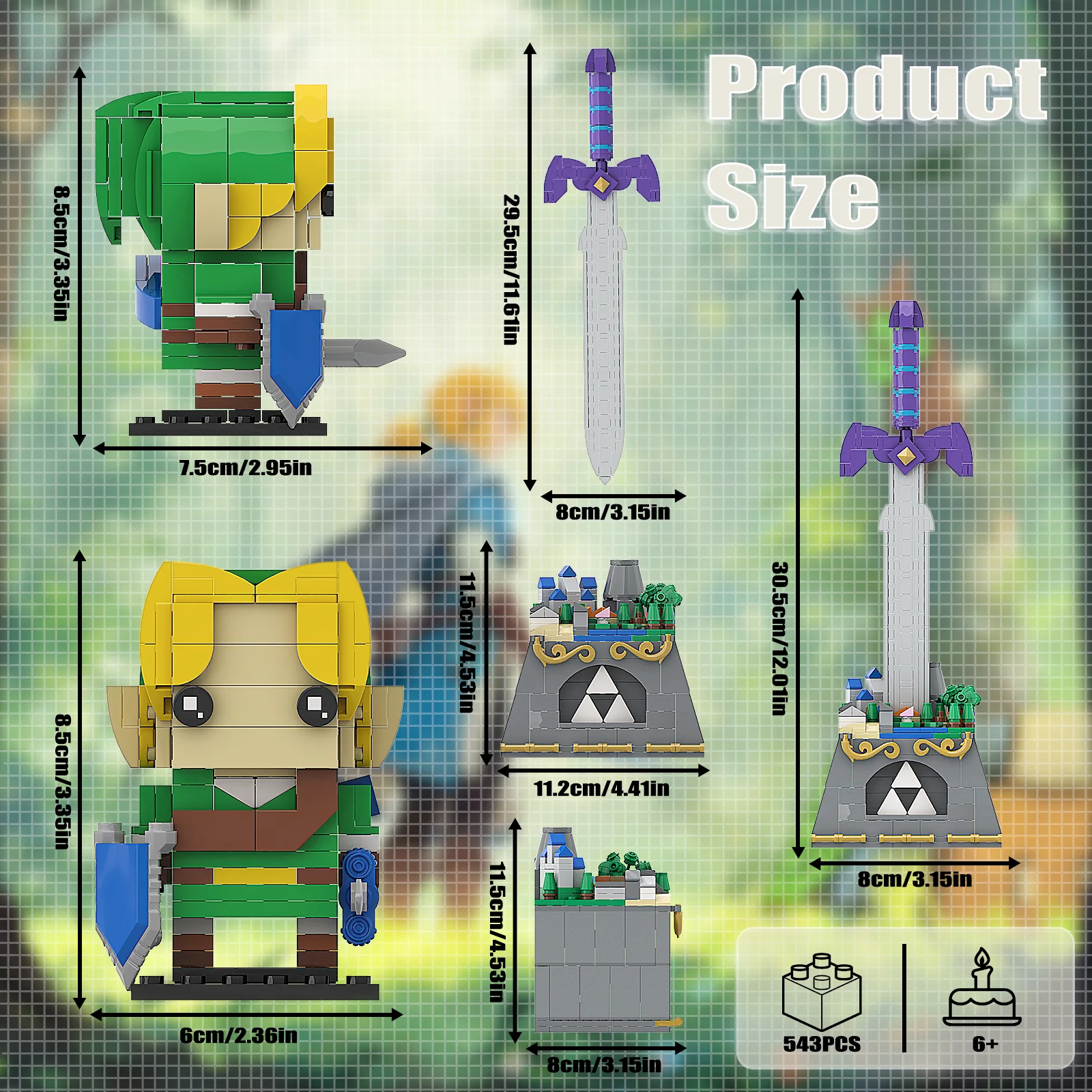 The Master Sword with Link Building Kit, Micro Hyrule Building Blocks Set, 2 in 1 Building Toys Gifts for Adults Kids