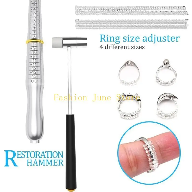 N5KA Ring Size Measurement Tool Set Includes Ring Size Meter Ring Size Adjuster Jewelry Polishing Cloth Polished Agate