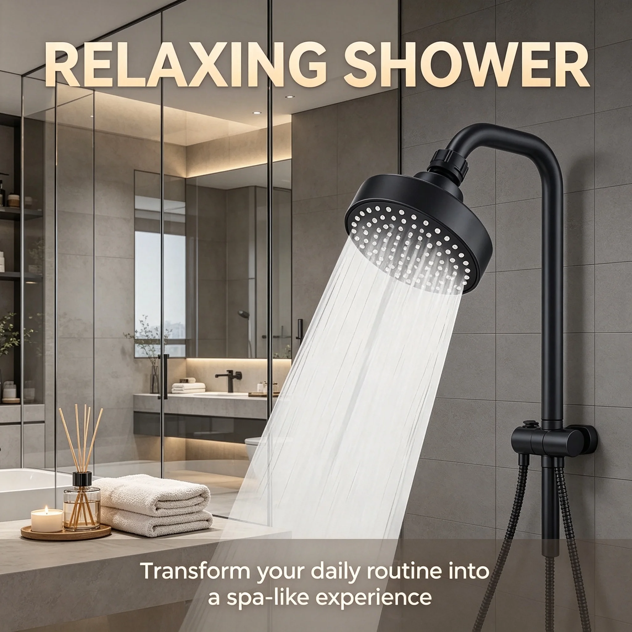 Wall Mount Shower Head Kit High Pressure Rain Sprayer Large Round Overhead Showerhead for Bathroom Simple Installation