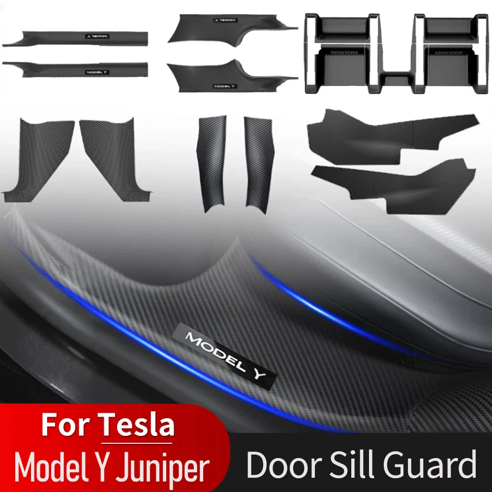 

For Tesla Model Y Juniper 2025 2026 Front Rear Door Sill Guard Anti Scratch Dirt Resistant Threshold Strips Interior Accessories
