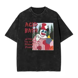 Acid Bath Band When The Kite String Pops Washed T Shirt Men Street Style Casual T-Shirts O-Neck Tee Shirt Oversize Clothing